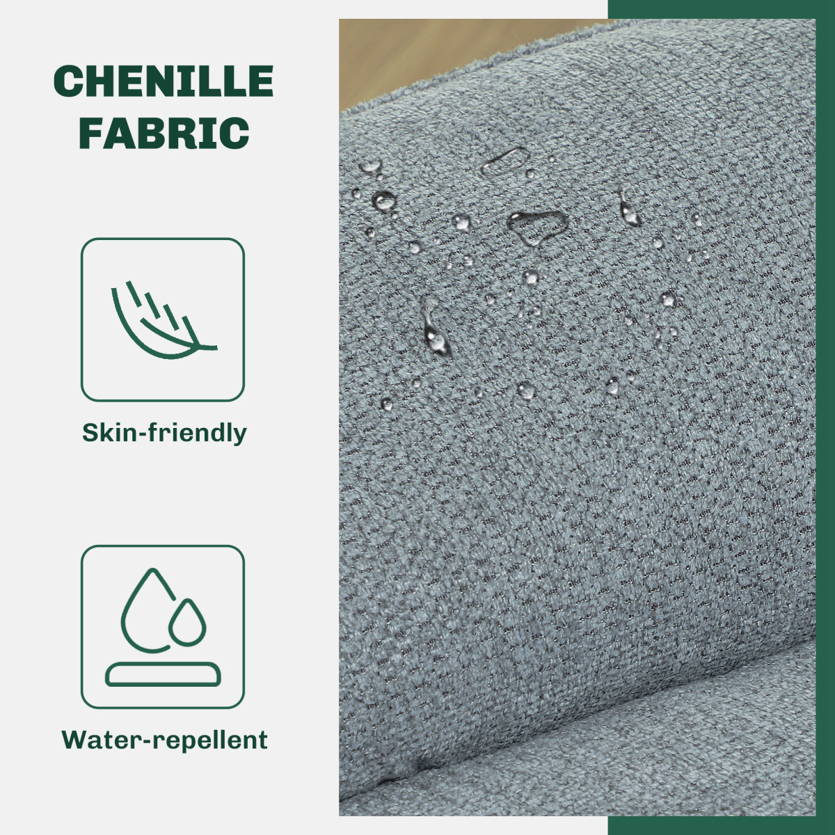 Homcom Accent Chair Medium WaterRepellent Chenille Home, modern grey chenille with tufted back and water-repellent fabric.