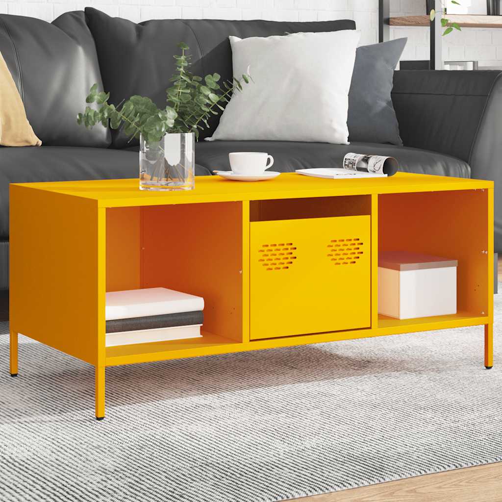 vidaXL Coffee Table 101.5x50x43.5 cm Cold-Rolled Steel Mustard Yellow Industrial Living Room - vidaXL - Home Symphony