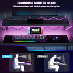 HOMCOM HOMCOM L Shaped Desk with LED Lights Reversible Corner Gaming Desk with Storage - Desk