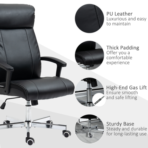Vinsetto Massage Office Chair PU Leather Computer Chair w/ Tilt Function Black offers comfort and style for your workspace.