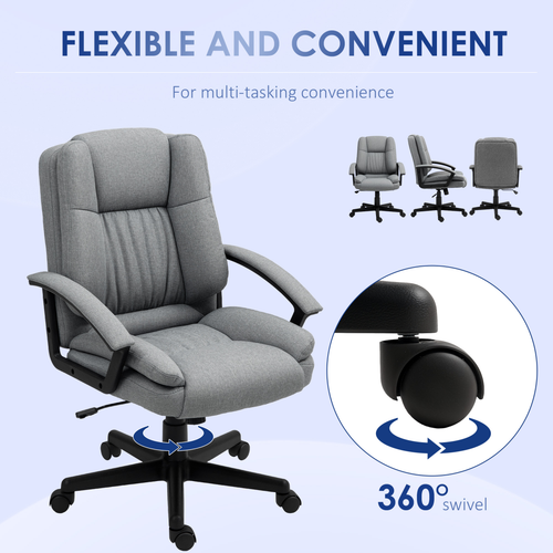 HOMCOM Swivel Executive Office Chair Mid Back Chair w/ Arm, Grey offers comfort and style for your workspace.