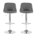 Neo Neo Set of Two Dark Grey Leather Bar Stools - Bar Stool