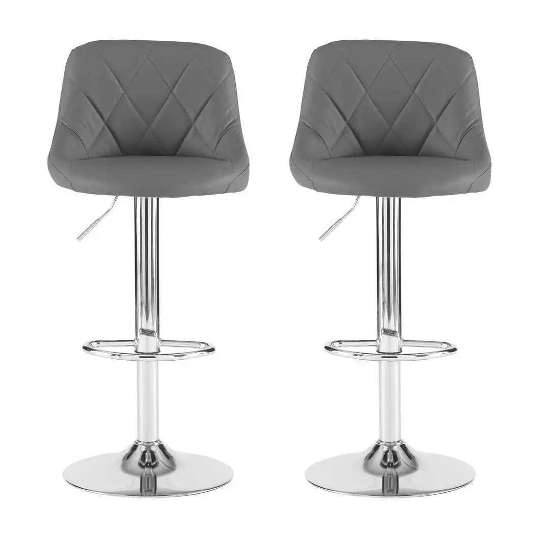 Neo Neo Set of Two Dark Grey Leather Bar Stools - Bar Stool