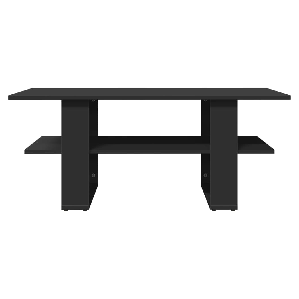 VidaXL Black Coffee Table 102x55x42 cm Engineered Wood Moisture-Resistant With Storage Shelf - vidaXL - Home Symphony