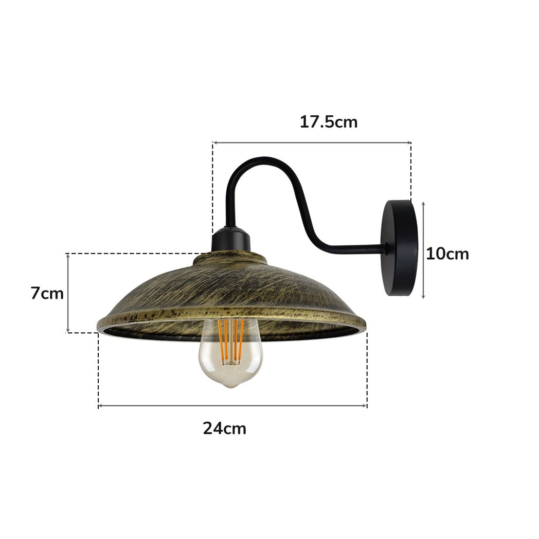 Brushed Brass Wall Light Swan Neck Hemisphere For Bedroom by Home Symphony with swan-neck arm and hemispherical shade.