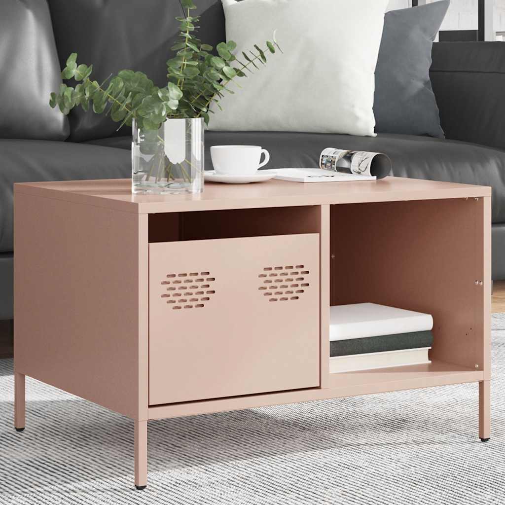 VidaXL Pink Coffee Table 68.5x50x43.5 cm Cold Rolled Steel Industrial Storage Console For Living Room
