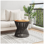 VidaXL Coffee Table Wire Base Black Ø45x44 cm Solid Acacia Wood Living Room Decor - vidaXL - Home Symphony