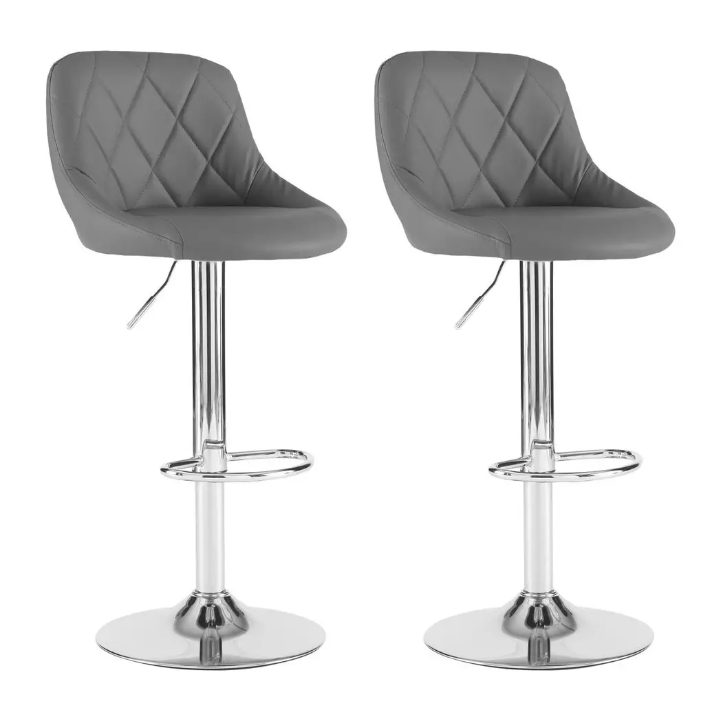 Neo Neo Set of Two Dark Grey Leather Bar Stools - Bar Stool