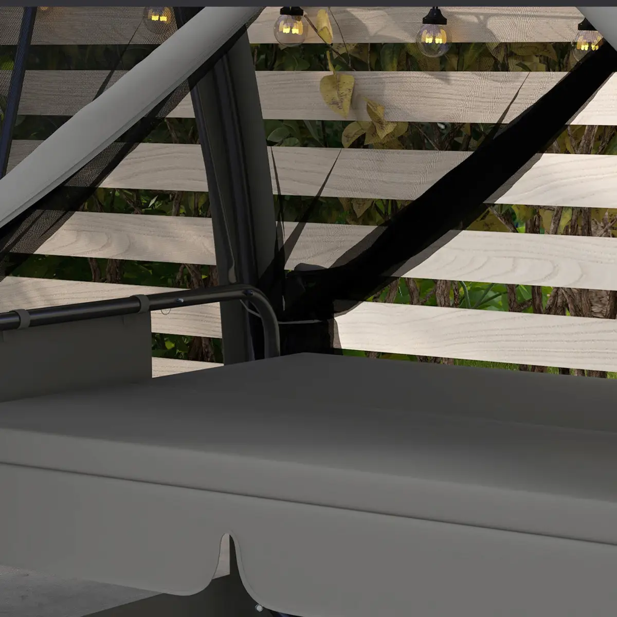 Outsunny Outsunny Garden Swing Chair Patio Hammock 3 Seater Bench Canopy Lounger Grey - Hammocks