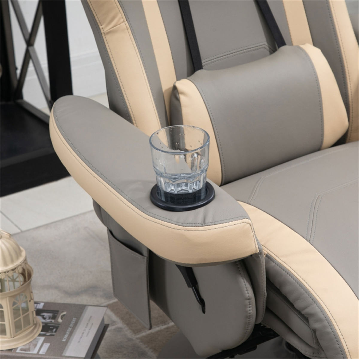 Premium Massage Office Chair Full Size 360 Degree Swivel 135 Degree Recline With Liftable Footrest PU Leather For Home Office - N/A - Home Symphony