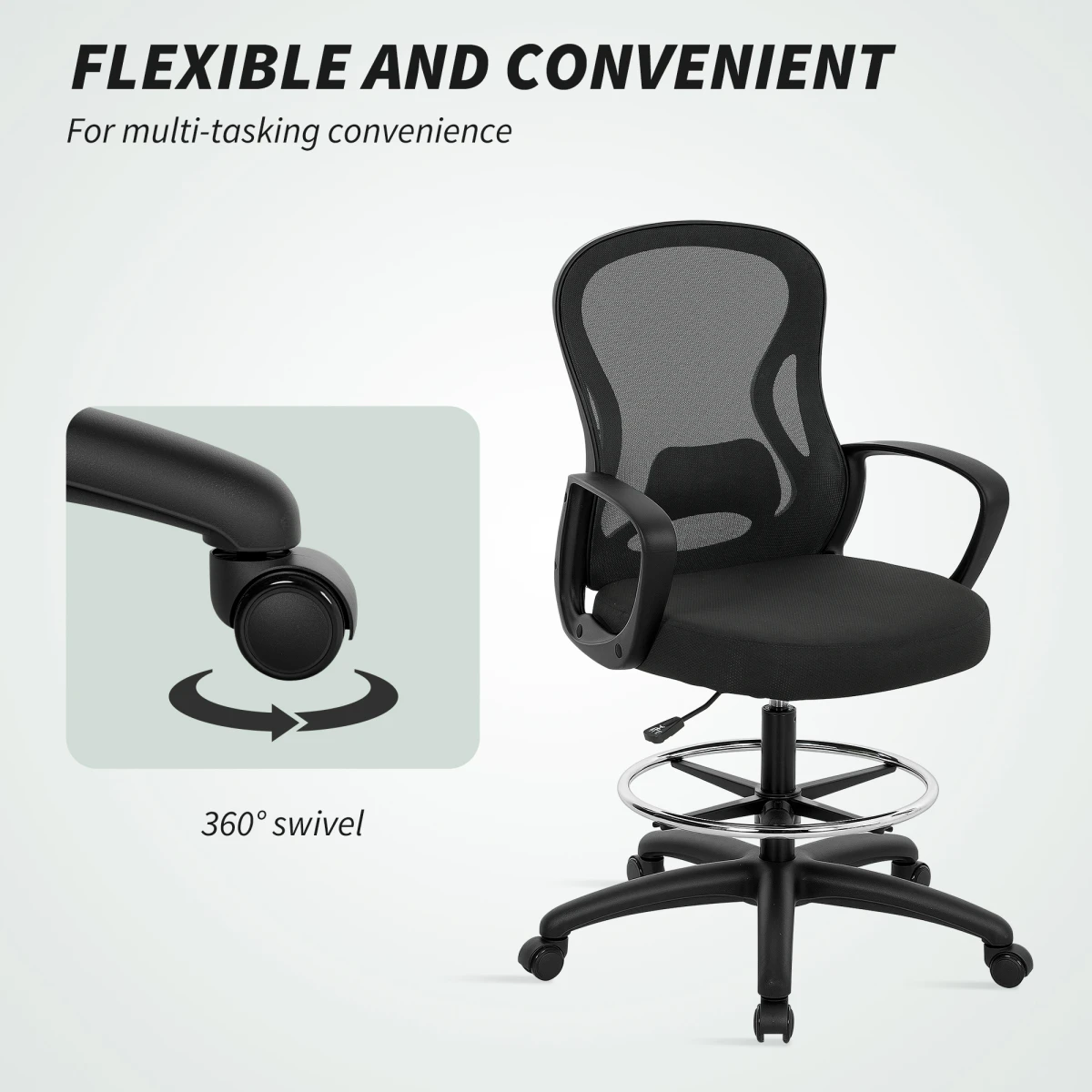 Vinsetto Mesh Office Chair Adjustable Height With Lumbar Support For Home Office Use by Vinsetto