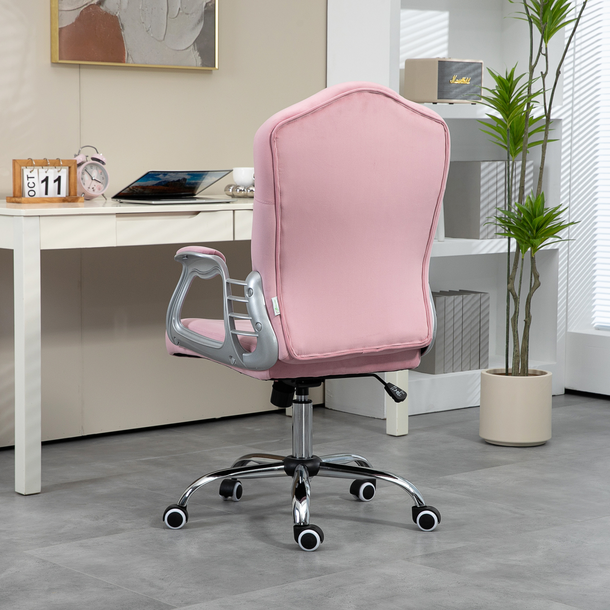 Vinsetto Home Office Chair 47 to 57 cm Height and Tilt Adjustment Velvet Upholstery with Diamonds for Home Office