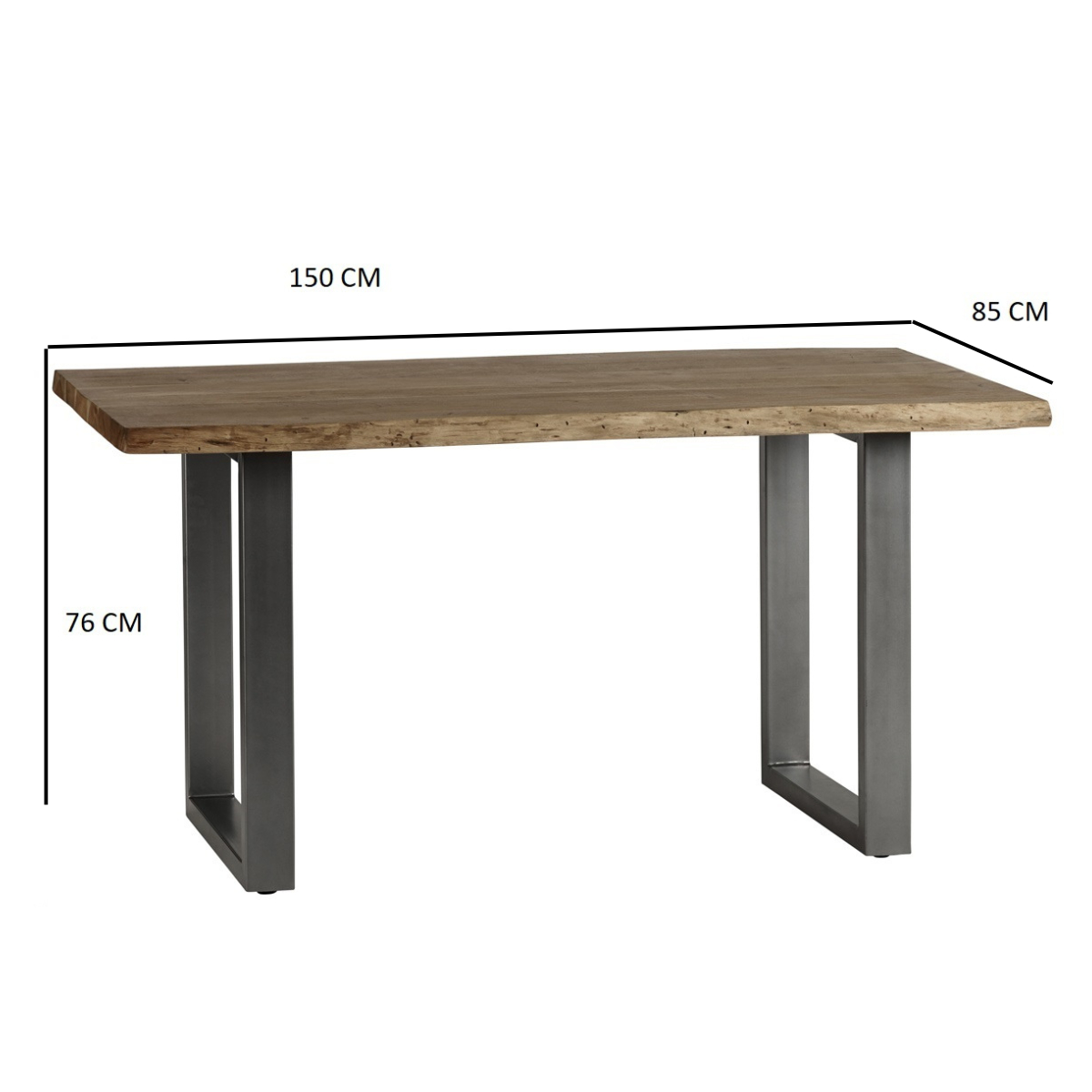 Baltic Dining Table 1.5m Live Edge With Metal Legs Modern - Indian Hub - Home Symphony