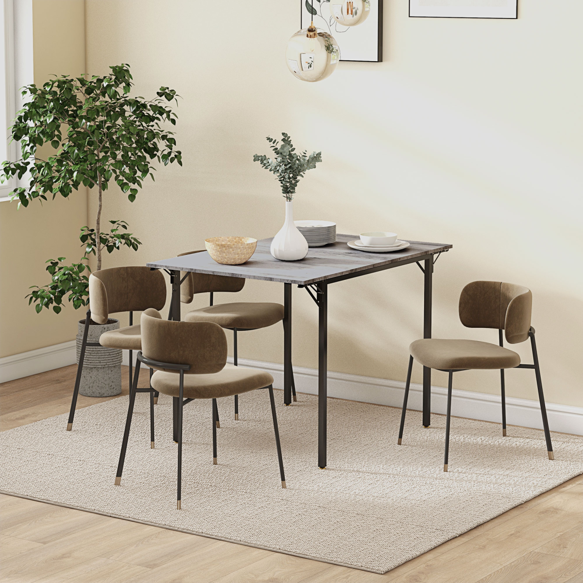 HOMCOM Folding Dining Table 2-4 Seats Drop Leaf Grey Kitchen - PawHut - Home Symphony