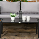 Outsunny Outsunny 4 Piece Garden Sofa Set w/ Tempered Glass Coffee Table Padded Cushions - Garden Set