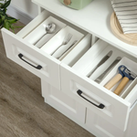 HOMCOM 168cm Kitchen Cupboard Storage Cabinet w/ Shelves & Drawers,Open Counter White - Display Cabinet