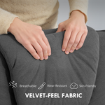 HOMCOM Velvet Recliner Medium Footstool 135 Degree Home — close-up of hands on velvet fabric texture