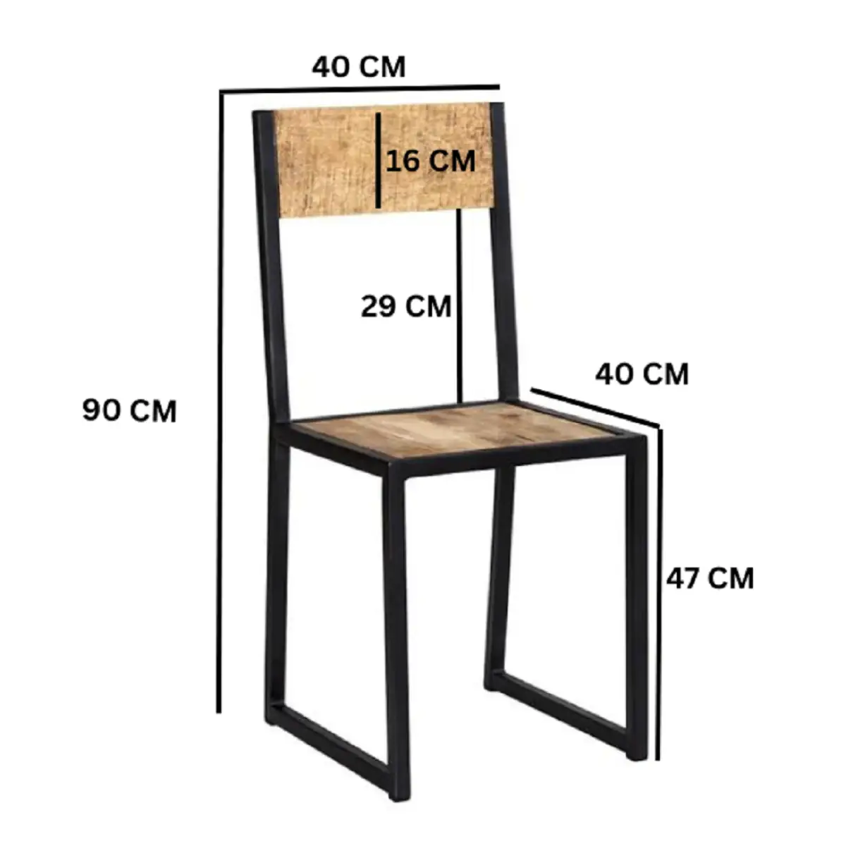 Indian Hub Cosmo Industrial Metal & Wood Dining Chair (Set of 2) - Dining Chairs