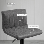 HOMCOM Premium Bar Stools Set Of 2 Adjustable Height With Footrest Grey PU Leather For Home Kitchen - Homcom - Home Symphony