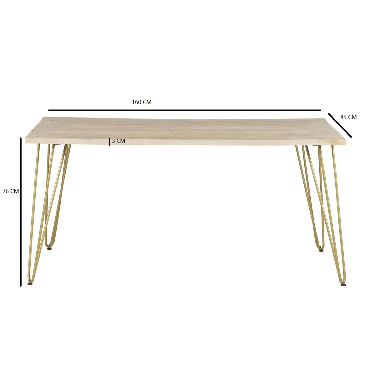 Premium Dining Table Light Gold Metal Inlay Angled Legs - Indian Hub - Home Symphony