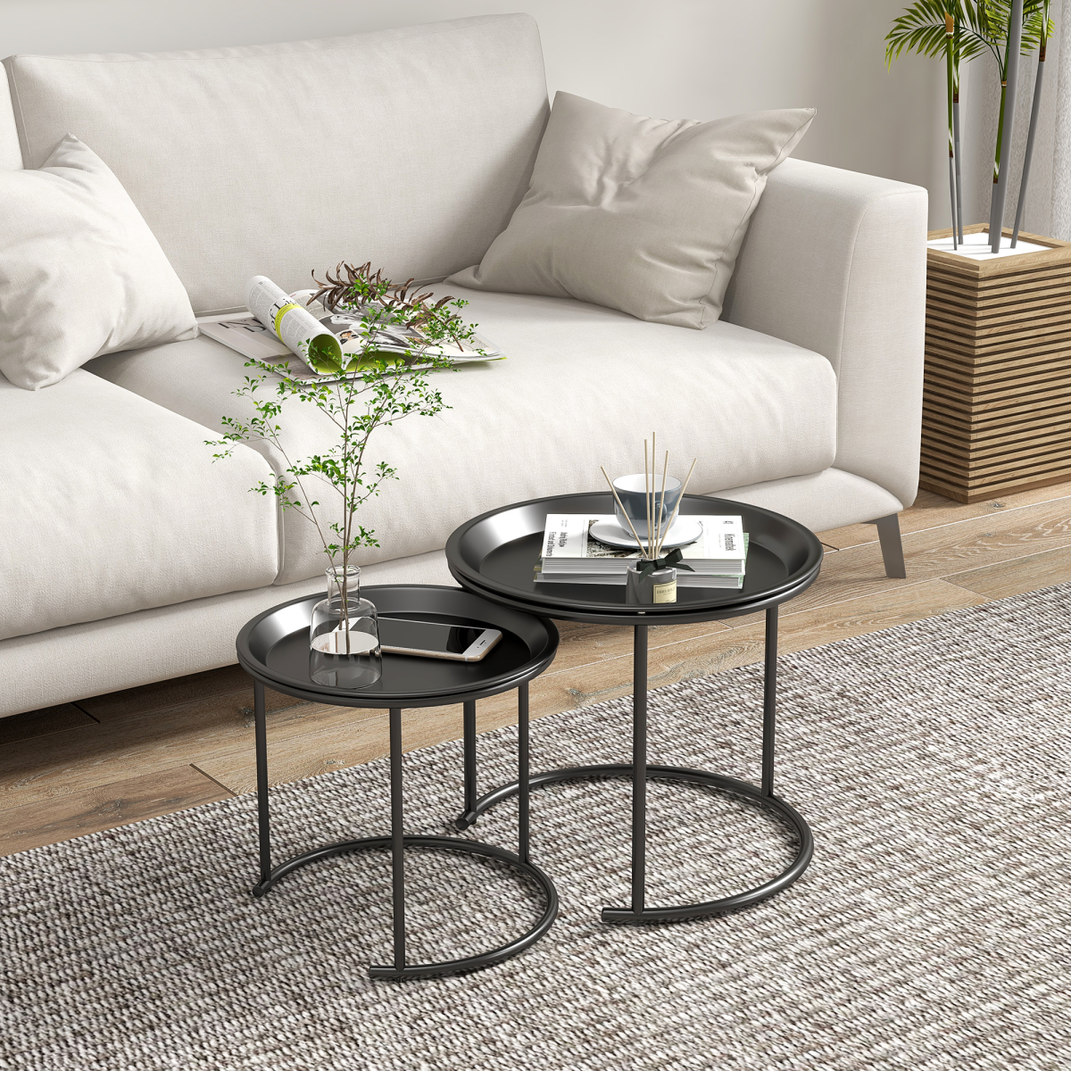 HOMCOM Nesting Tables Tray Removable Living Room - HOMCOM - Home Symphony