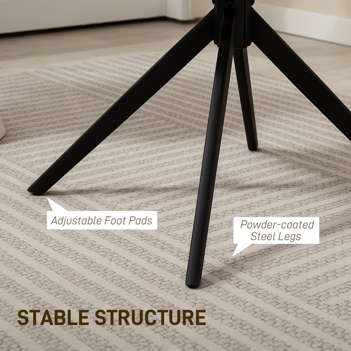 HOMCOM white teddy fleece swivel chair with 13 cm thick seat and powder-coated steel legs.