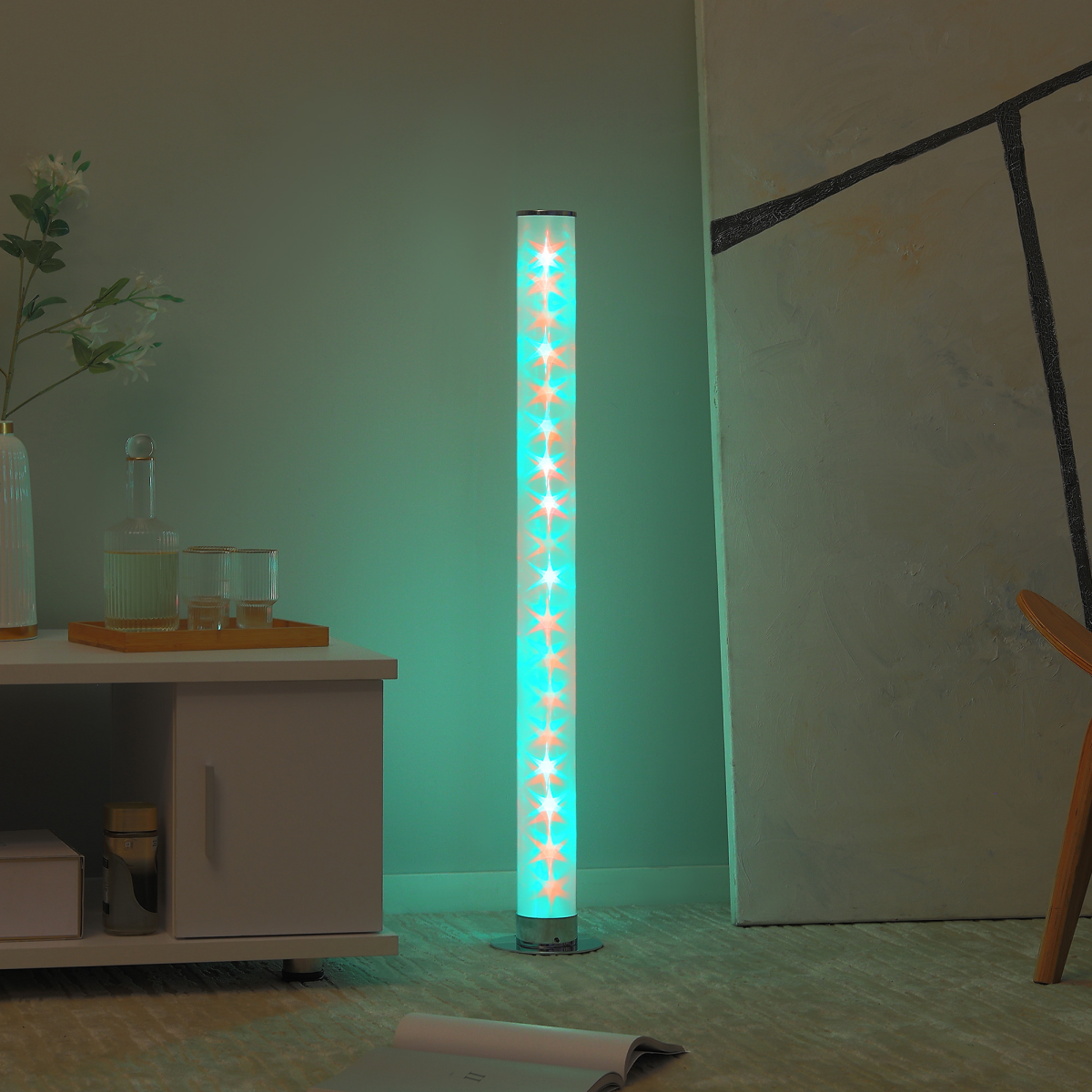 Elegant RGB Floor Lamps LED Corner Lamp with Remote Control Mood Lighting HOMCOM, featuring a tall retro design in vibrant colors.