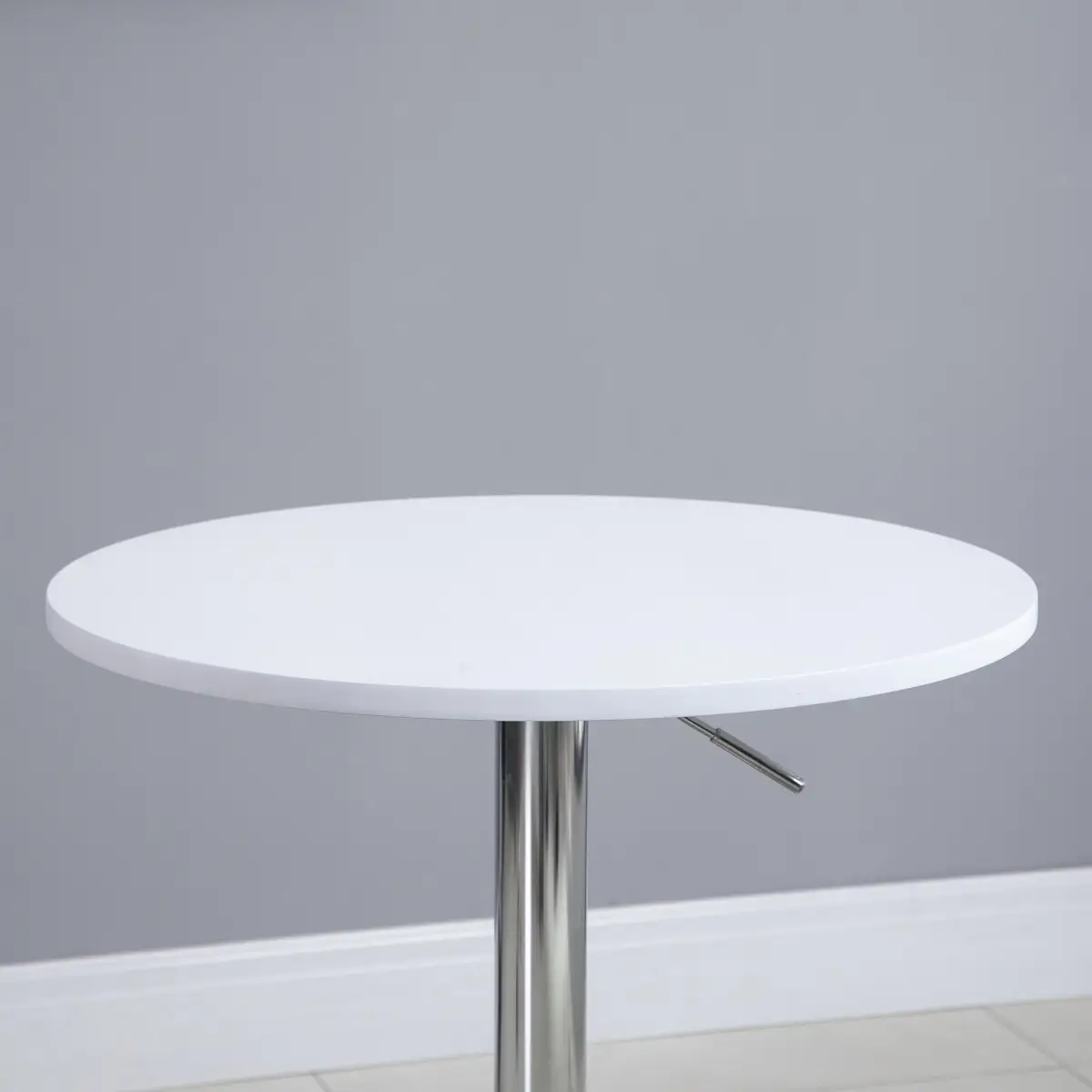 Unbranded 60cm Adjustable Height Round Bar Table w/ Swivel Top Metal Frame White - Dining Table