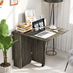 HOMCOM Drop Leaf Table Compact Grey With Wheels For Dining - AIYAPLAY - Home Symphony