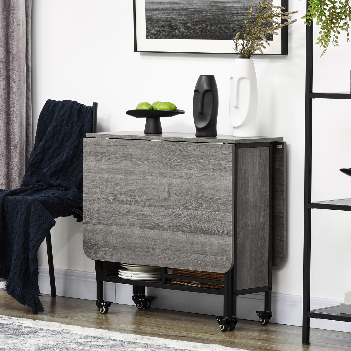 Homcom Mobile Drop Leaf Table Compact Extendable for Six - HOMCOM - Home Symphony