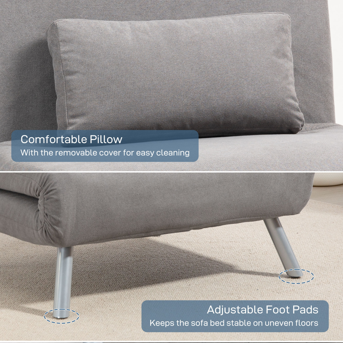 HOMCOM 2in1 Folding Sofa Bed Five Position Backrest - HOMCOM - Home Symphony