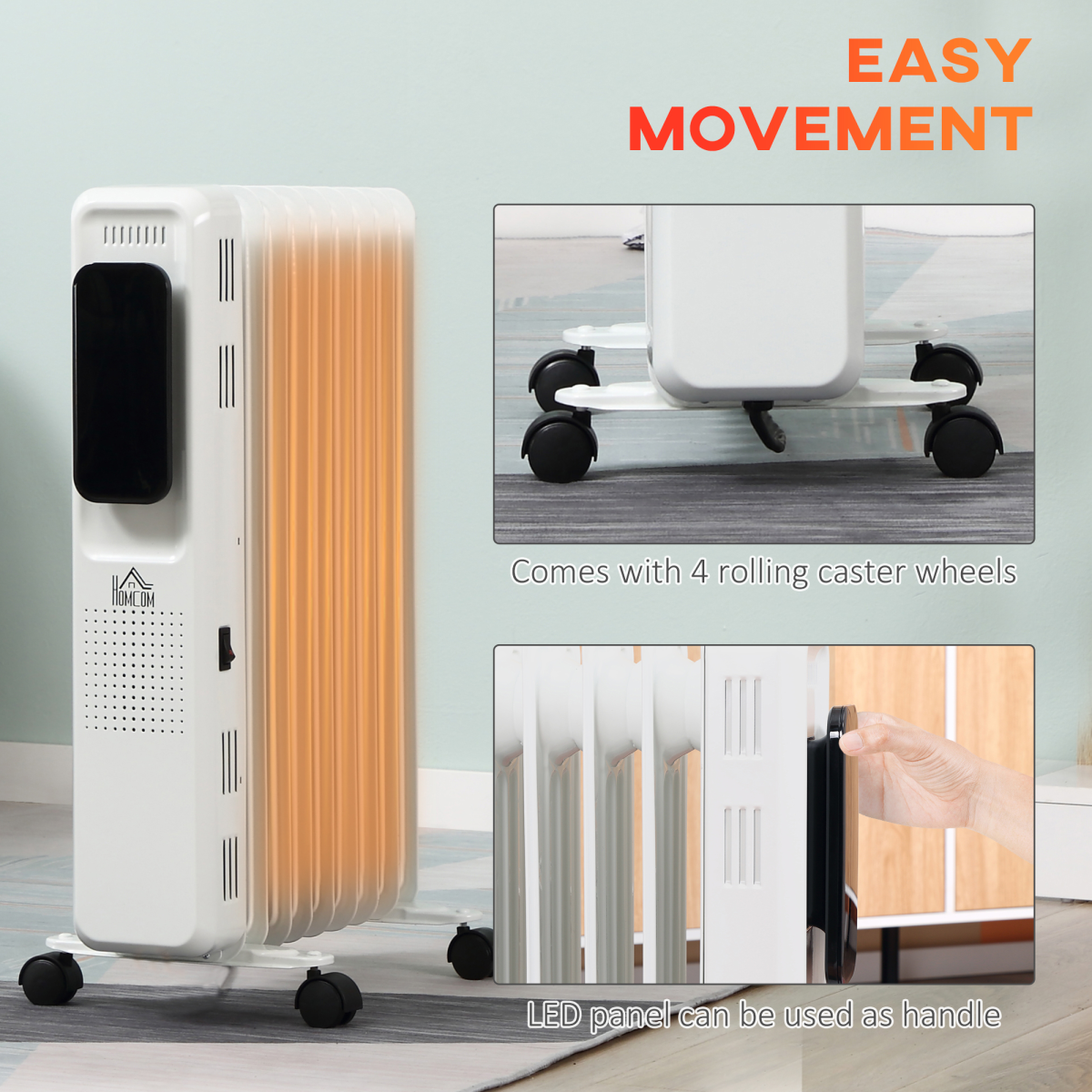 HomCom Oil Radiator 9 Fin Remote Timer Home