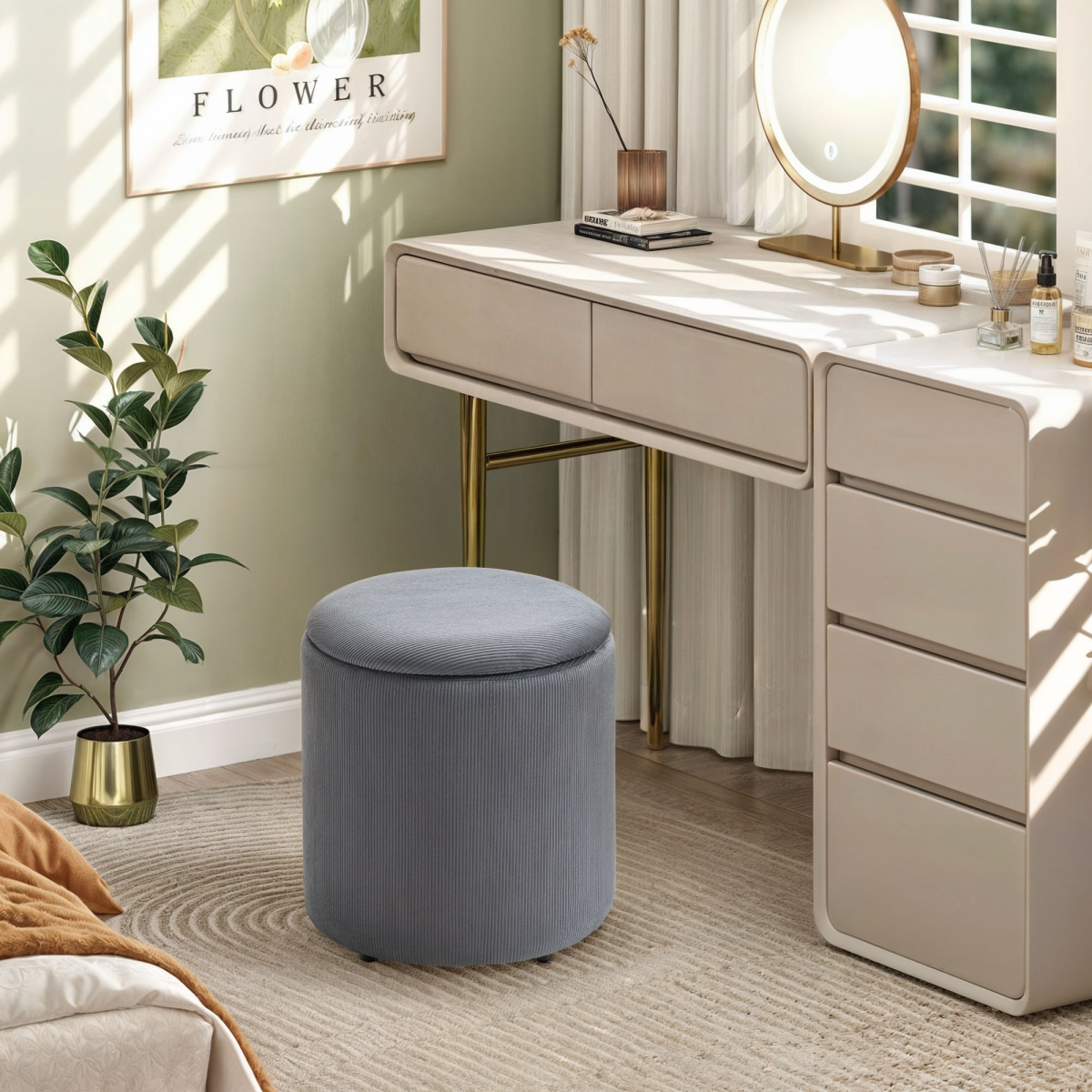 HOMCOM Fabric Storage Ottoman Set Large Small Lid - HOMCOM - Home Symphony