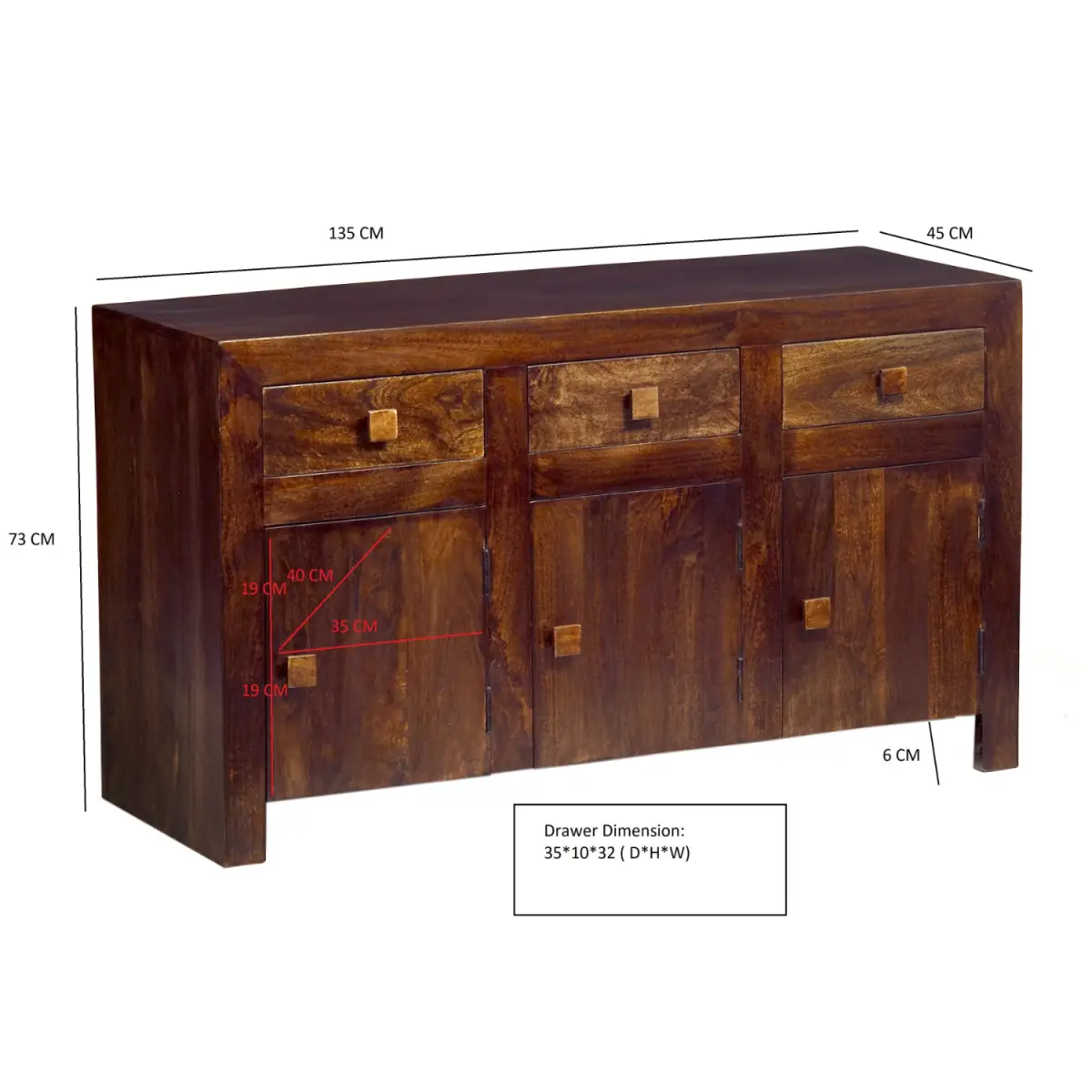 Indian Hub Toko Dark Mango Large Sideboard - Sideboard