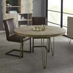 Light Gold Round Dining Table With Metal Inlay Dining Room - Indian Hub - Home Symphony