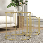 HOMCOM Nesting Coffee Tables Glass Top Gold Home by HOMCOM