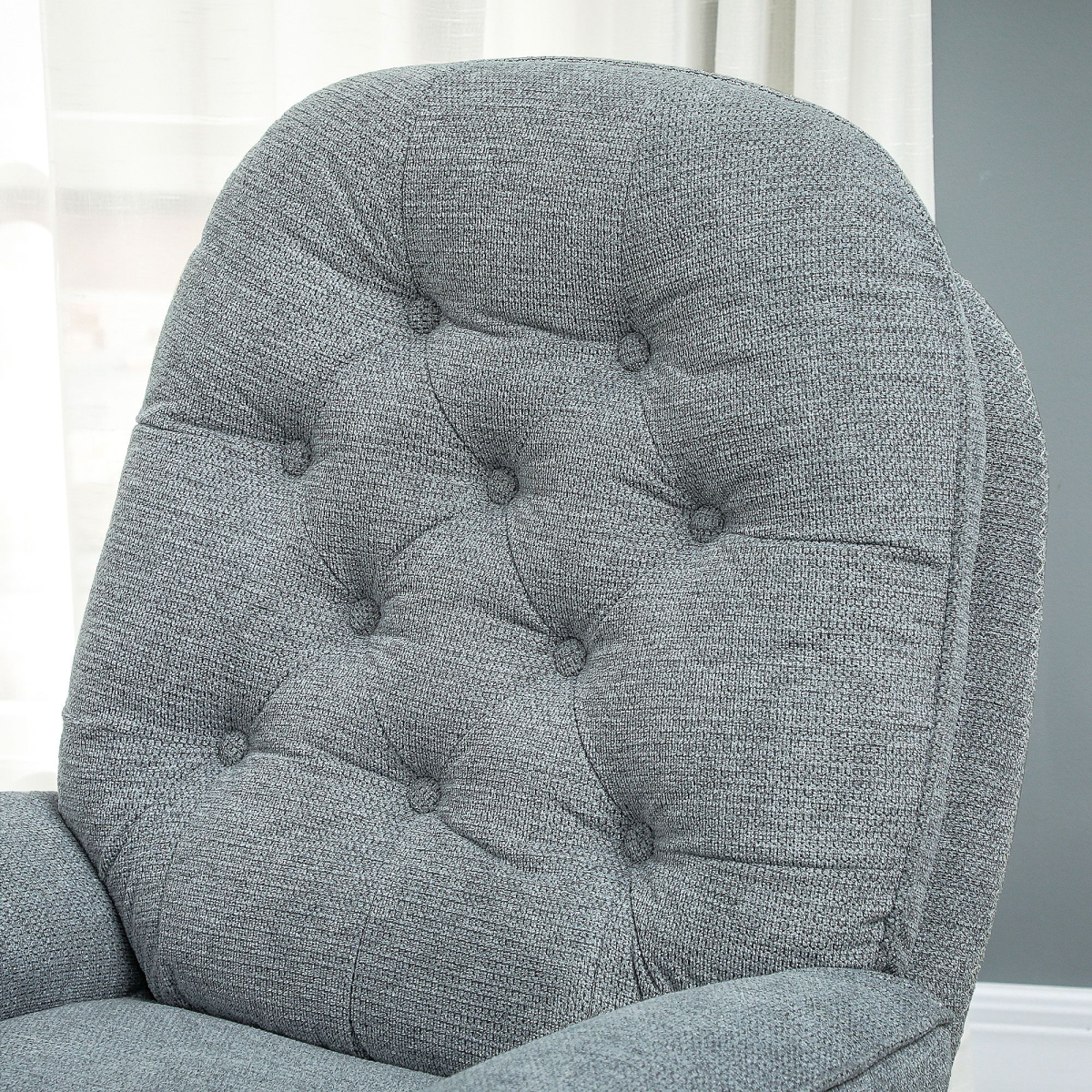 Homcom Accent Chair Medium WaterRepellent Chenille Home: grey tufted backrest in Chenille fabric.