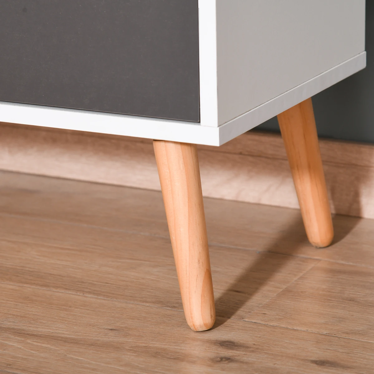 Unbranded Scandi White Floor Cabinet Compact With Drawer And Three-Section Storage For Bedroom And Living Room - Chest of Drawers