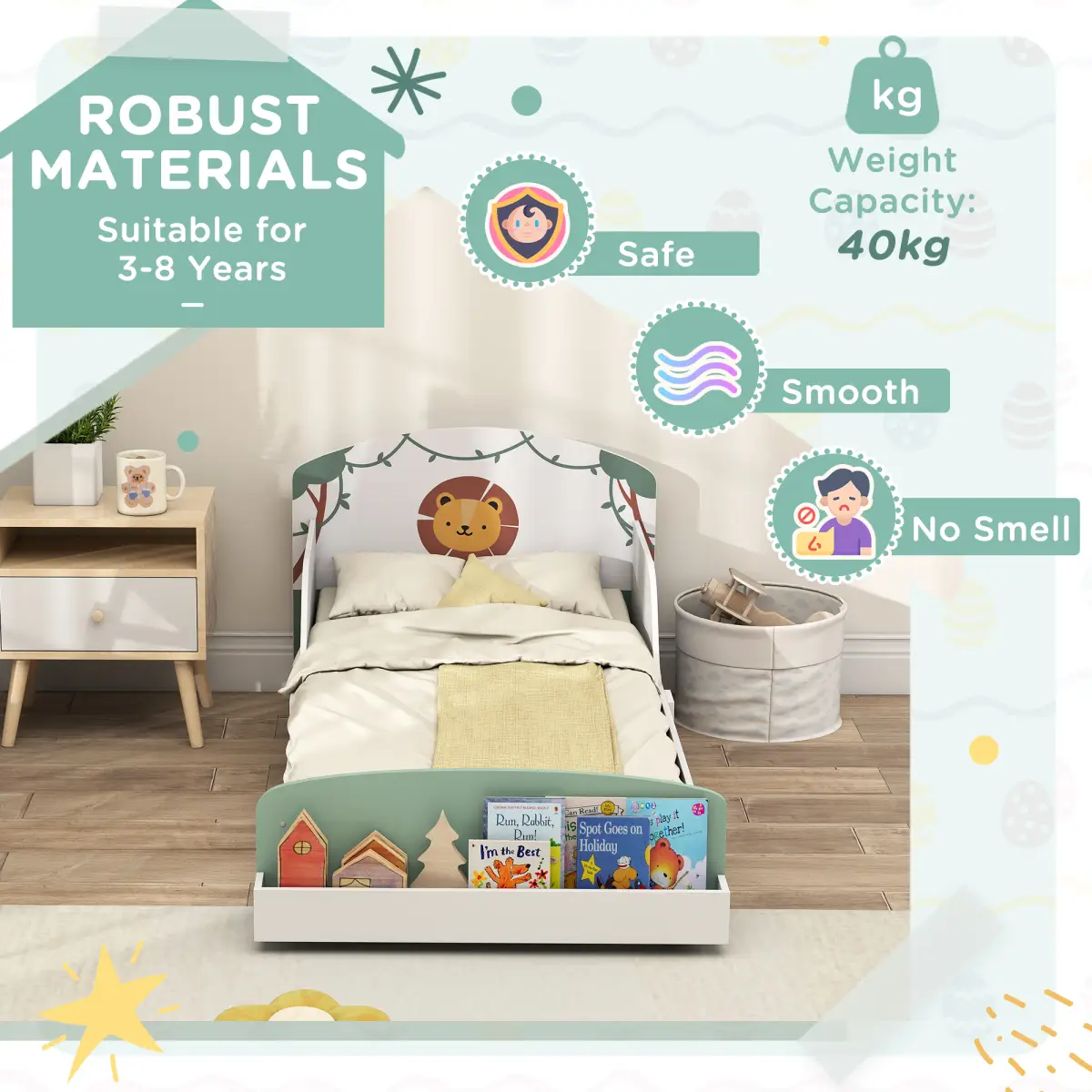 AIYAPLAY AIYAPLAY Toddler Bed, Lion-Themed Kids Bed Frame with Storage - Bed Frames