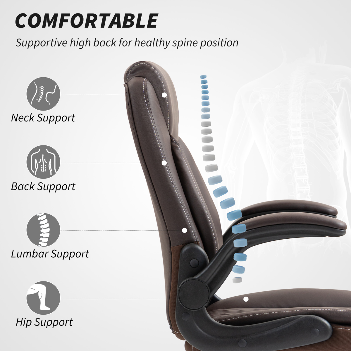 Ergo Office Chair 46-54cm Massage For Home Office - N/A - Home Symphony