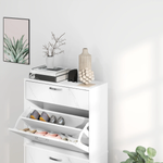 HOMCOM HOMCOM Shoe Cabinet w/ 4 Drawers Shoe Storage Organiser for 18 Pairs Black -