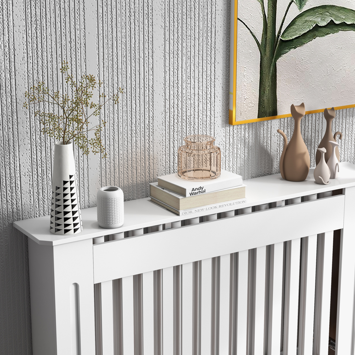 HOMCOM Radiator Cover 112x19x81cm Slatted Home