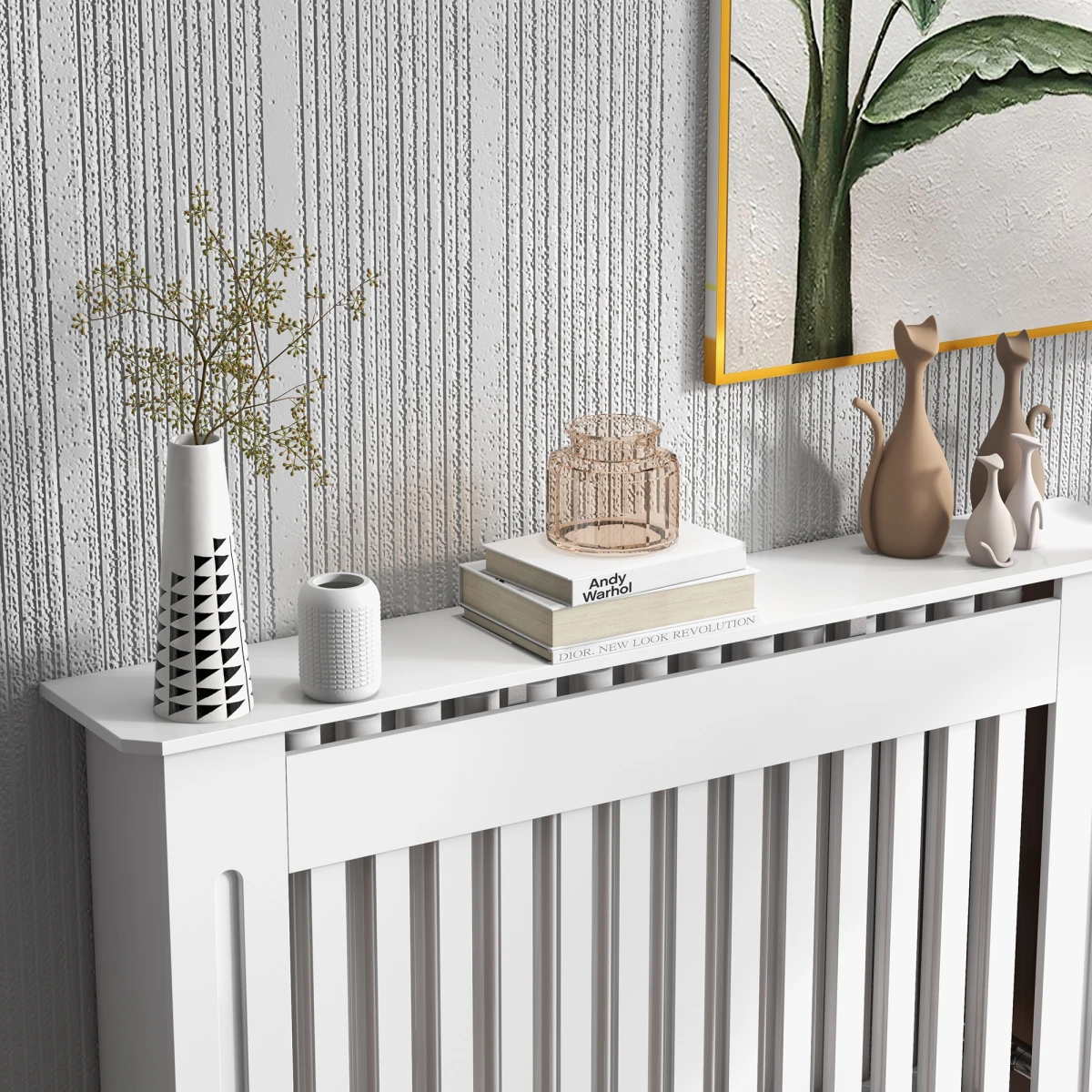 HOMCOM Radiator Cover 112x19x81cm Slatted Home by Homcom