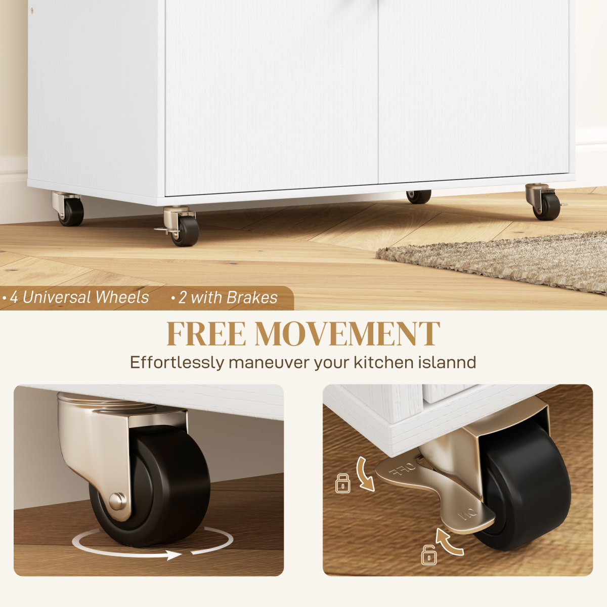 Homcom Compact Kitchen Island Drop Leaf White Oak for Home - HOMCOM - Home Symphony
