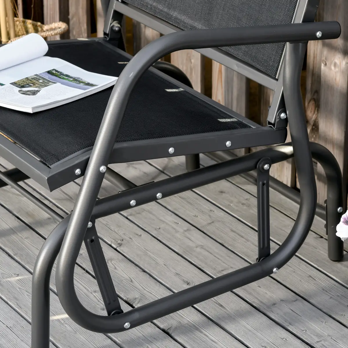 Unbranded Outdoor Gliding Swing Chair Garden Seat w/ Mesh Seat Curved Back Steel Frame - Hammocks