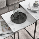 HOMCOM Nesting Coffee Tables Three Piece White Marble Top With Steel Frames Adjustable Feet Living Room - HOMCOM - Home Symphony