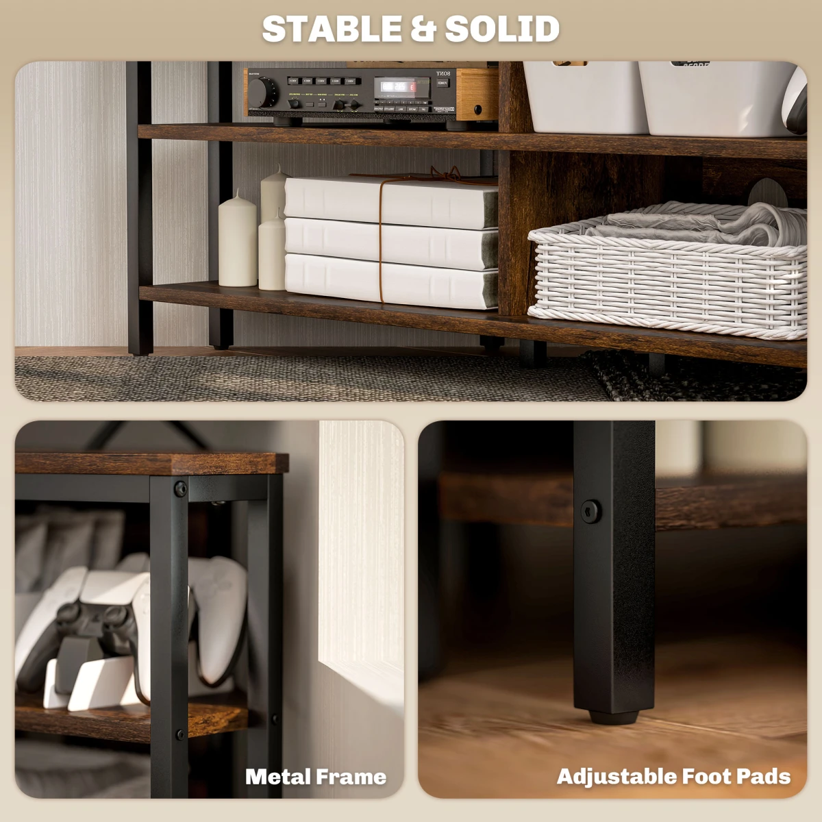 HOMCOM 50in Corner TV Stand Shelves Rustic Brown LivingRoom by HOMCOM