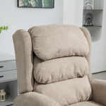 HOMCOM Lift Recliner Chair Oversized Remote for Elderly beige upholstered recliner with padded headrest.