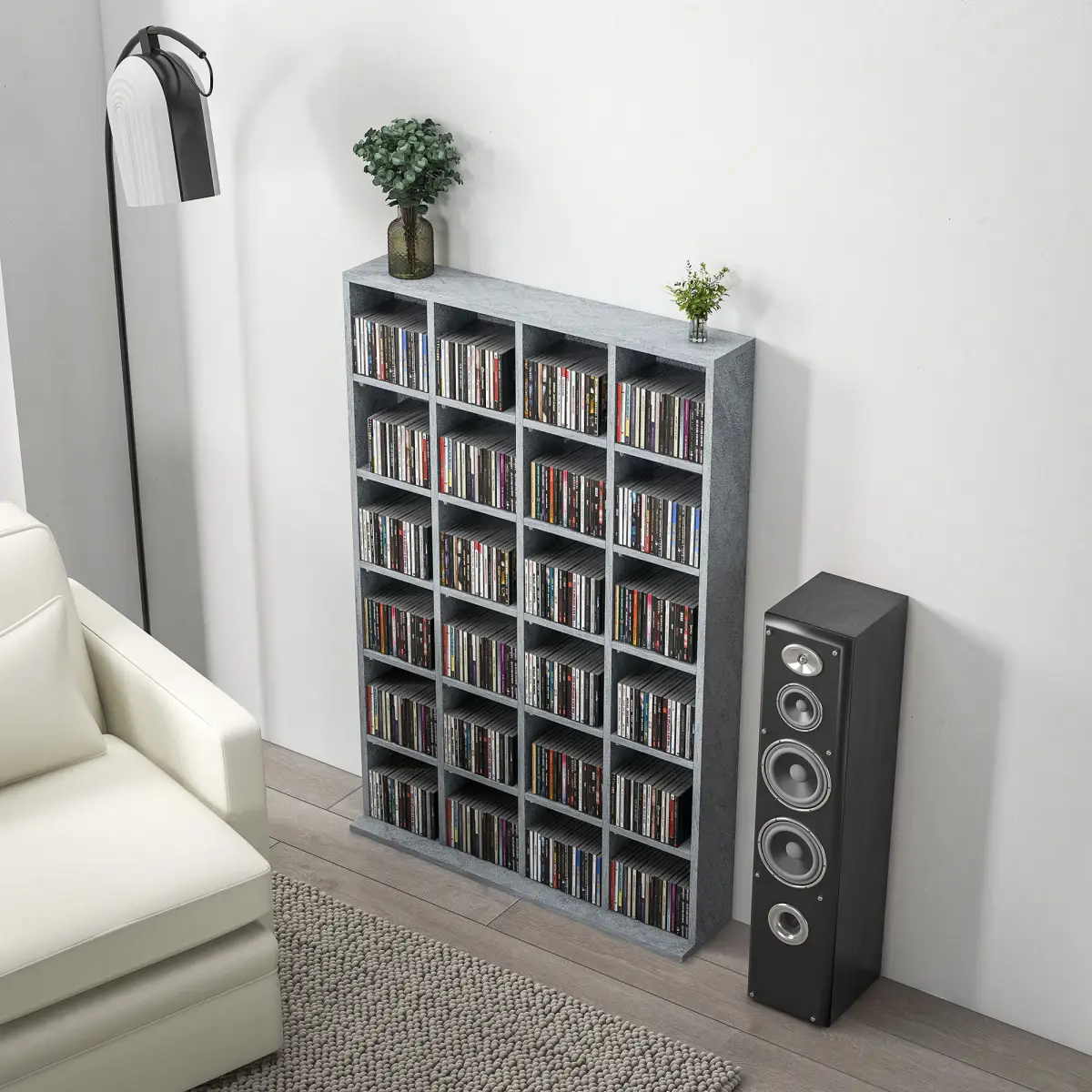 HOMCOM HOMCOM DVD CD Media Storage Rack, Video Display Unit, 89 x 130.5 cm, Grey - Wine Rack