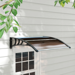 Outsunny Curved Polycarbonate Porch Canopy Awning Universal Fit UV Protection Front Door Brown by Outsunny